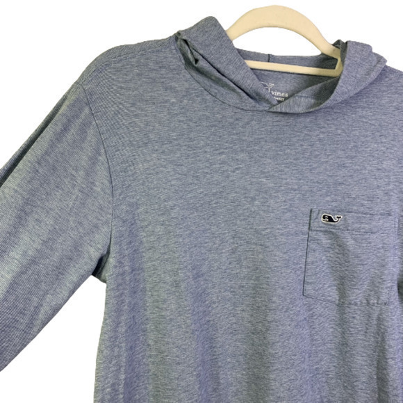 VINEYARD VINES Heather Blue Hooded Long Sleeve T-Shirt - Picture 3 of 7